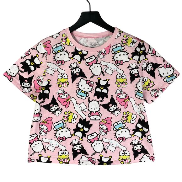 Hello‎ Kitty & Friends Pink Crop Top Shirt XL Sanrio 2024 Hybrid Kawaii Pastel - Picture 2 of 10